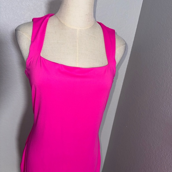 NWT-Summer Bodycon Midi Dress Sleeveless Square Neck Slim Fit Back Slit Long - Picture 5 of 7